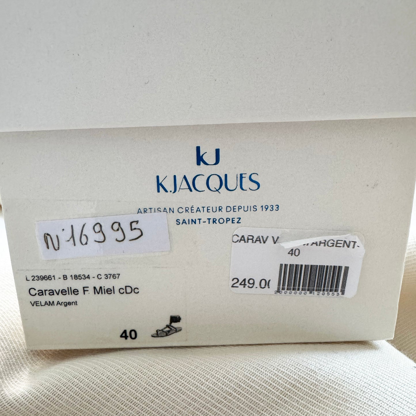 K. Jacques "Caravel" Sandals in Silver, size 40 (fits size 9)
