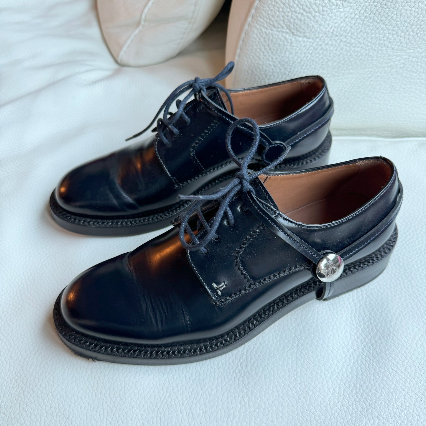 Lanvin Derby with Removeable Harness in Navy Blue, size 38