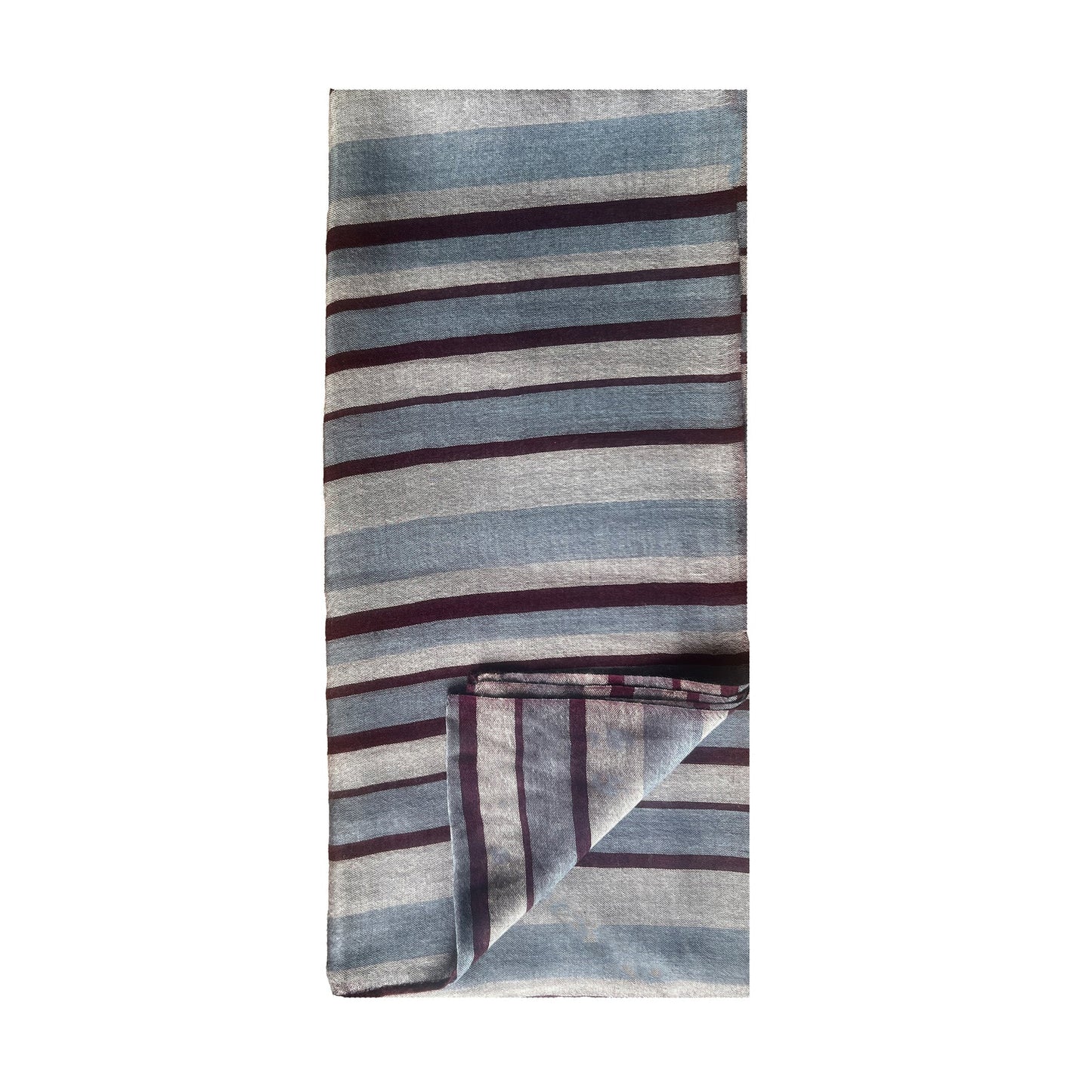 Denis Colomb "Simi" Striped Scarf in Dark Crush Violet/Pale Jade/Dark Jade