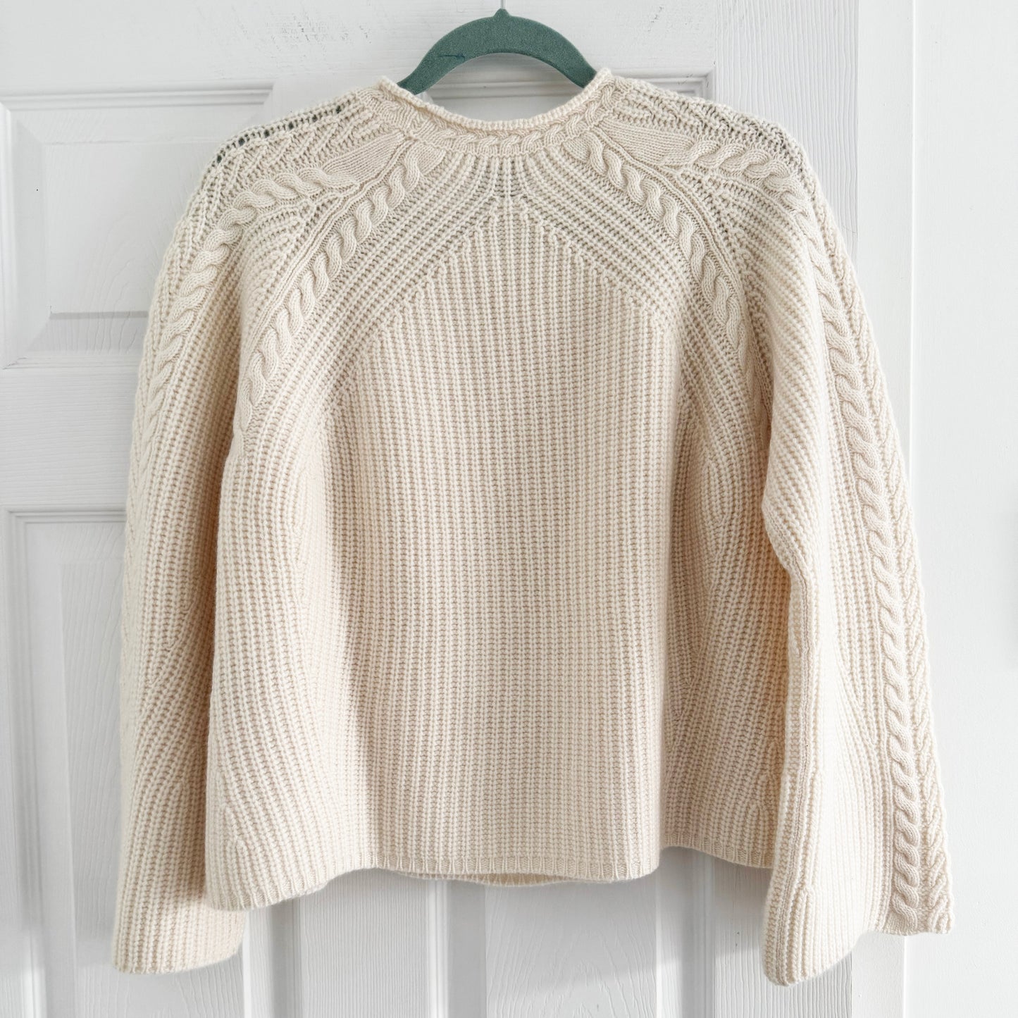 Le Kasha Flared Cashmere Cable Knit Sweater in Ivory, One size Only (fits S/M best)