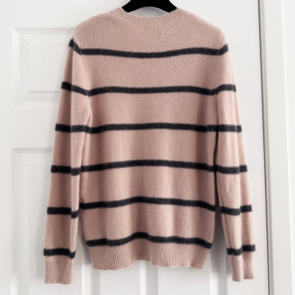 Le Kasha Striped Cashmere Sweater in Ballet Pink, size Small
