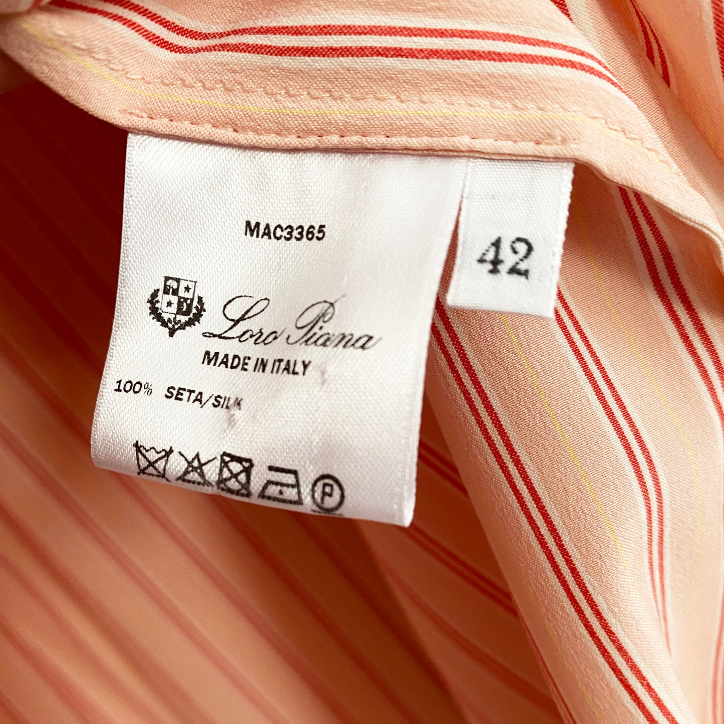 Loro Piana Pink Striped Silk Blouse, size 42 (fits like size 6)