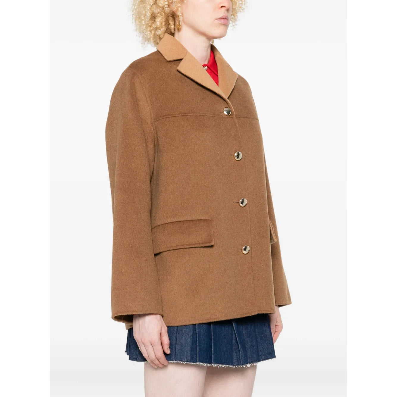 Maje Wool-Blend Double-Faced Coat in Camel, size 36 (size Small)