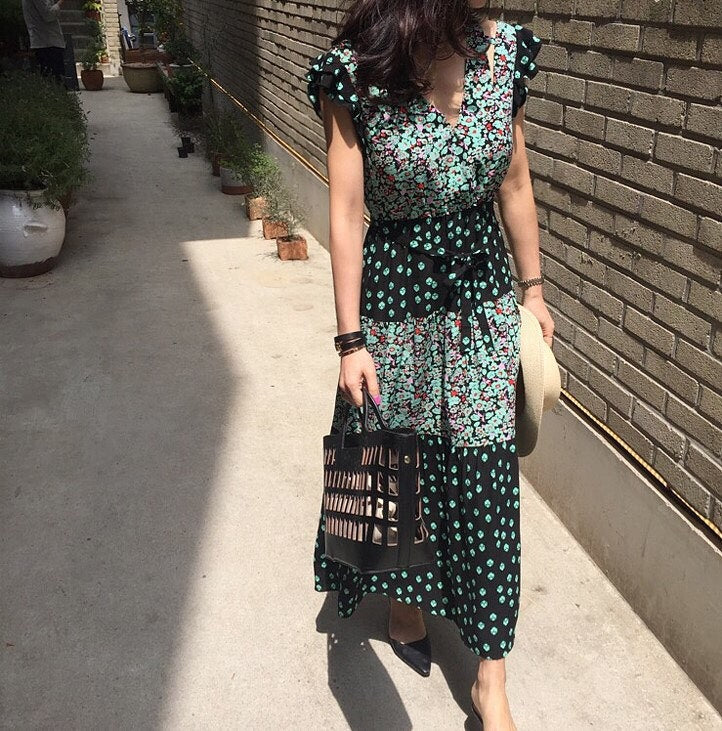MAJE "Renoli" Floral Print Maxi Dress, size "3" (fits like Medium ish)