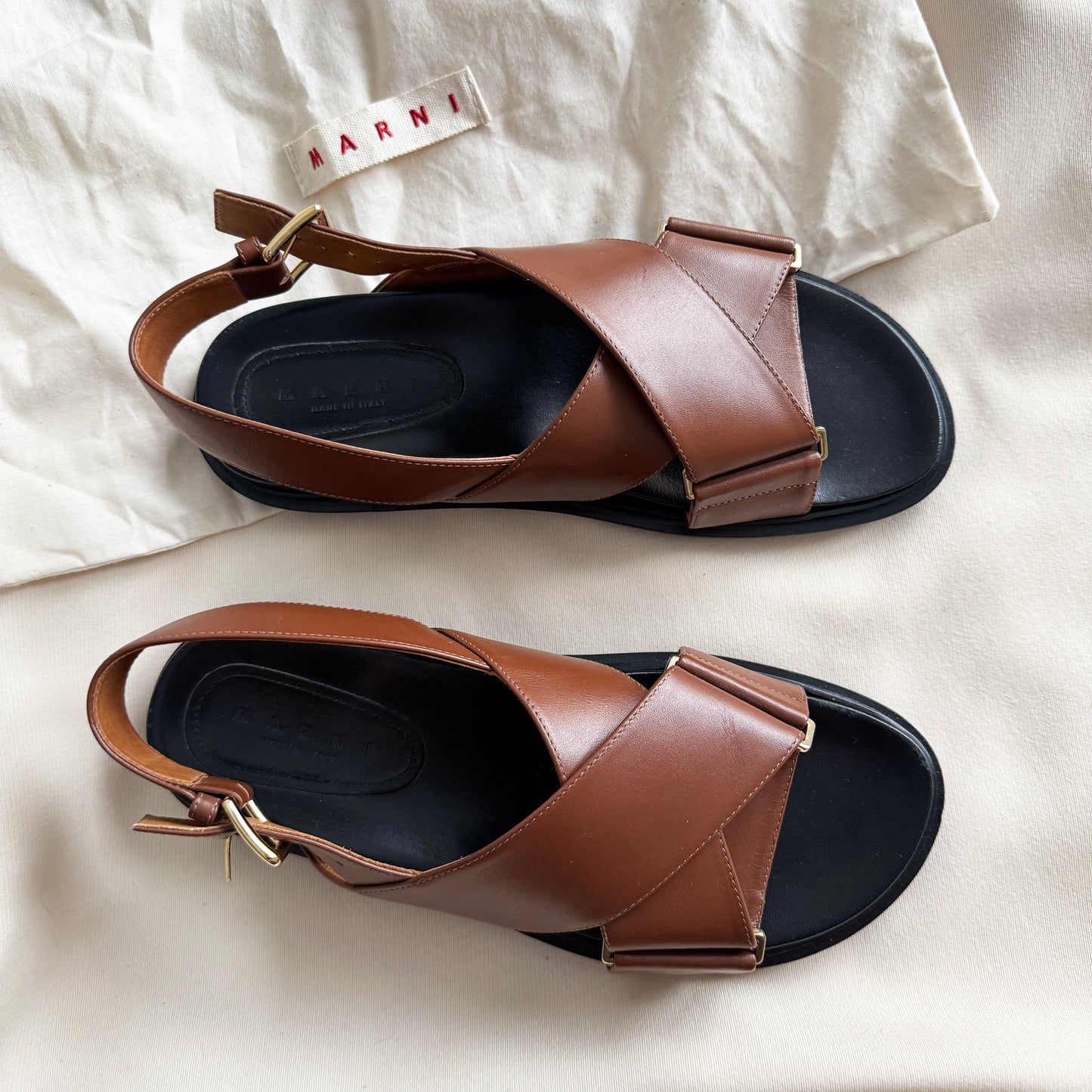 Marni Fussbett Sandals in Brown, fits size 41