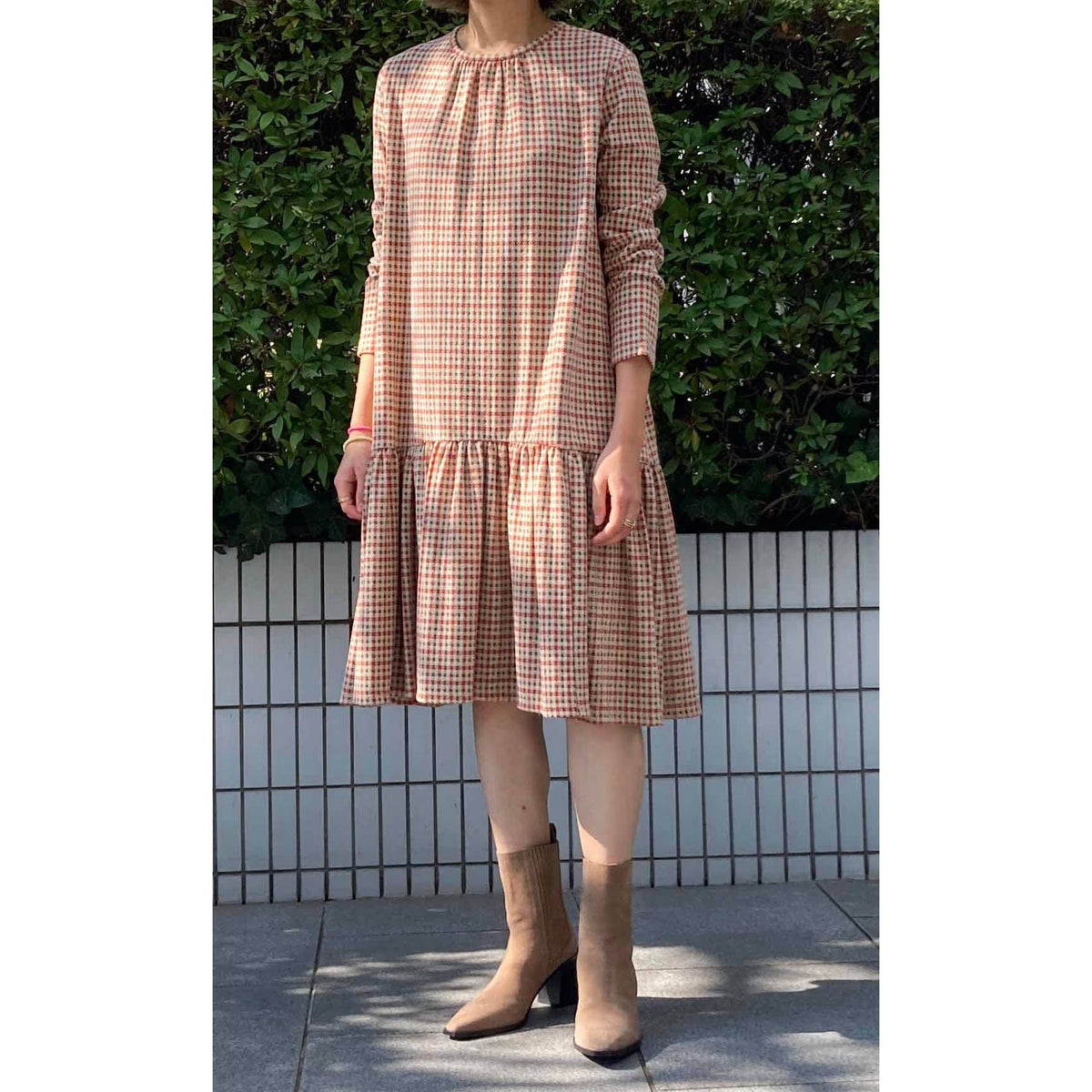 Weekend Max Mara Checked Dress in Beige, size Large