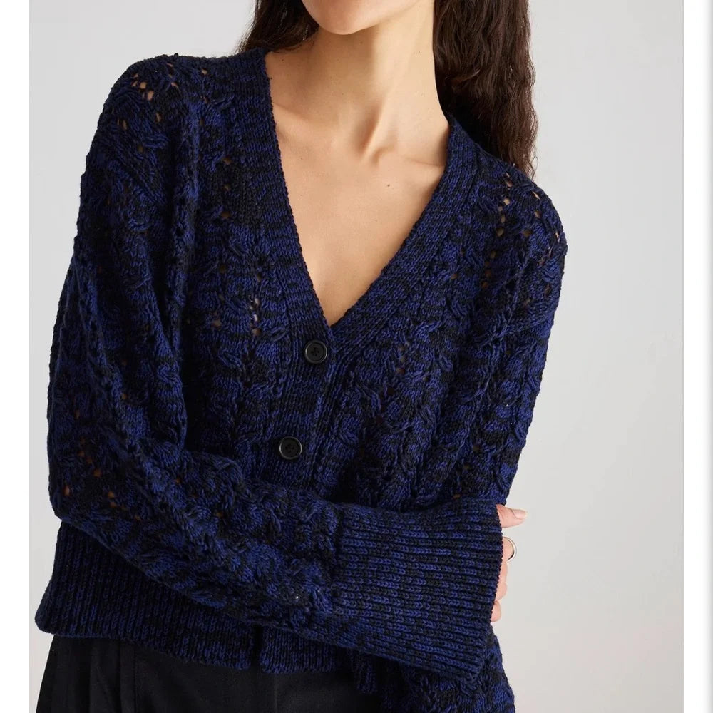 Merlette "Haydee" Cardigan in Navy/Black, size Medium