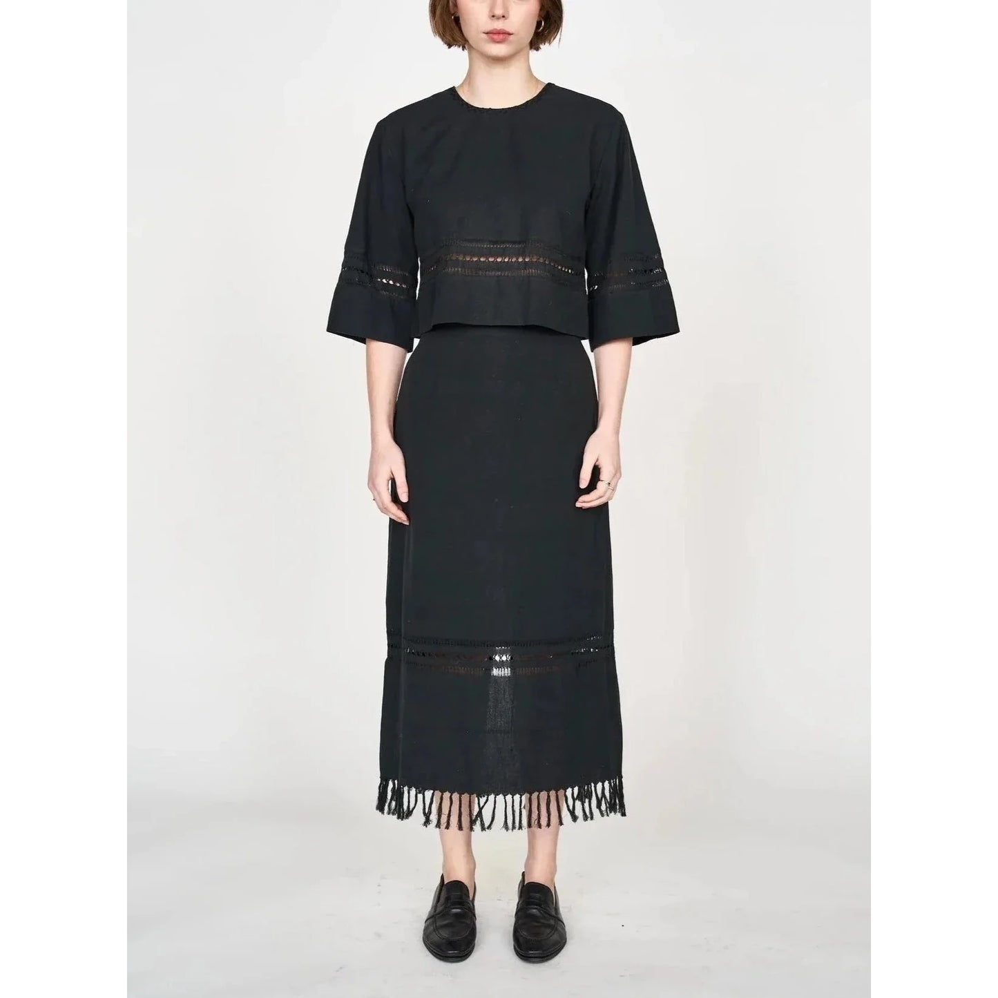 Mirth "Lombok" Cotton Skirt in Black, size Small
