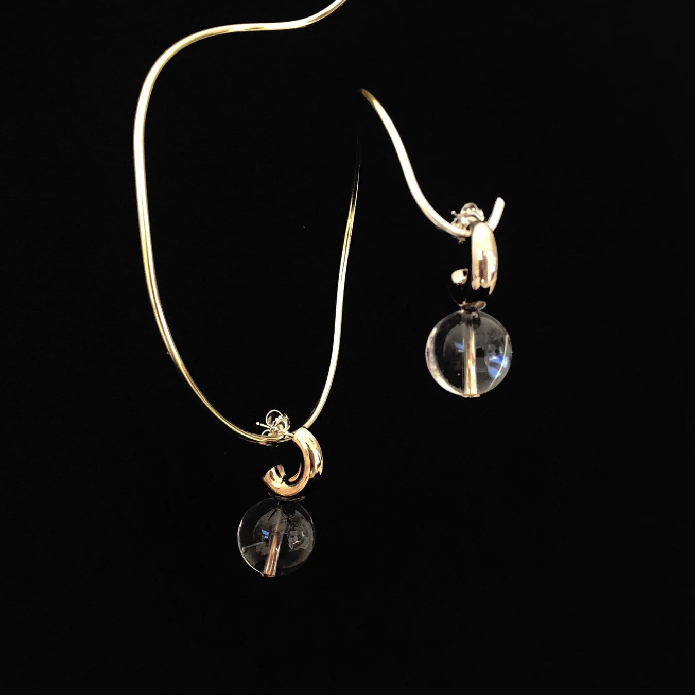 Modern Weaving C-Curve Earrings in Smoky Quartz