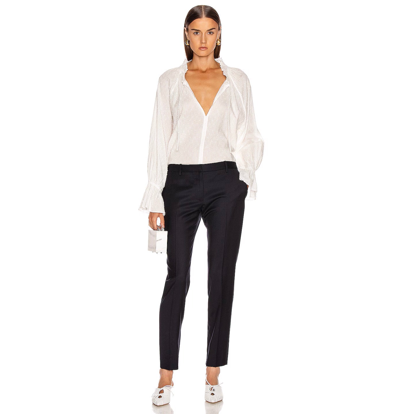 Nili Lotan "Leo" Cigarette Pants in Navy, size 6