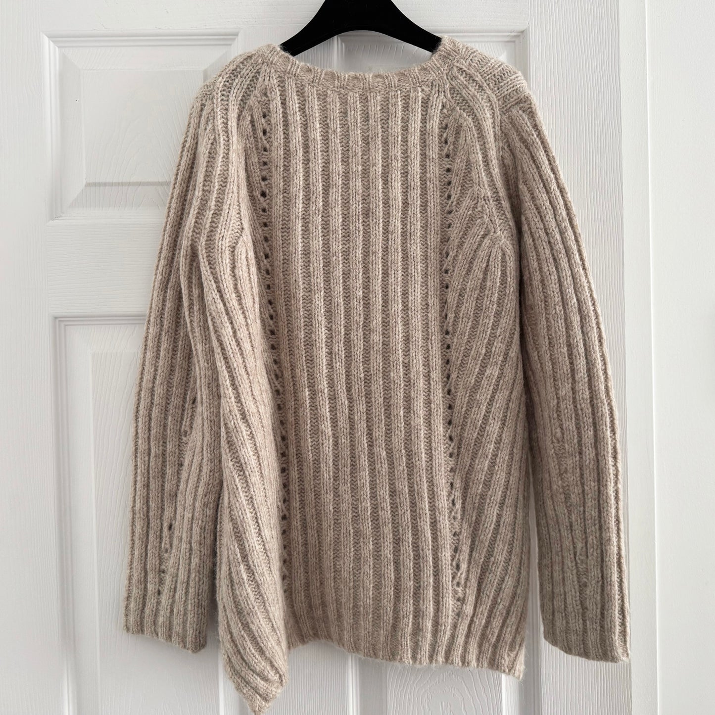 Nili Lotan Ribbed Alpaca Blend Sweater in Oatmeal, size XS