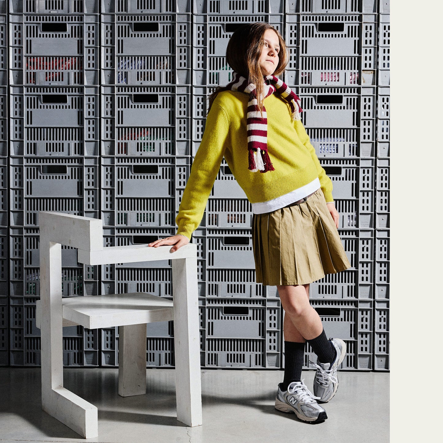 ** KIDS ** Maan Pleated Skirt in Tan, size 12 years