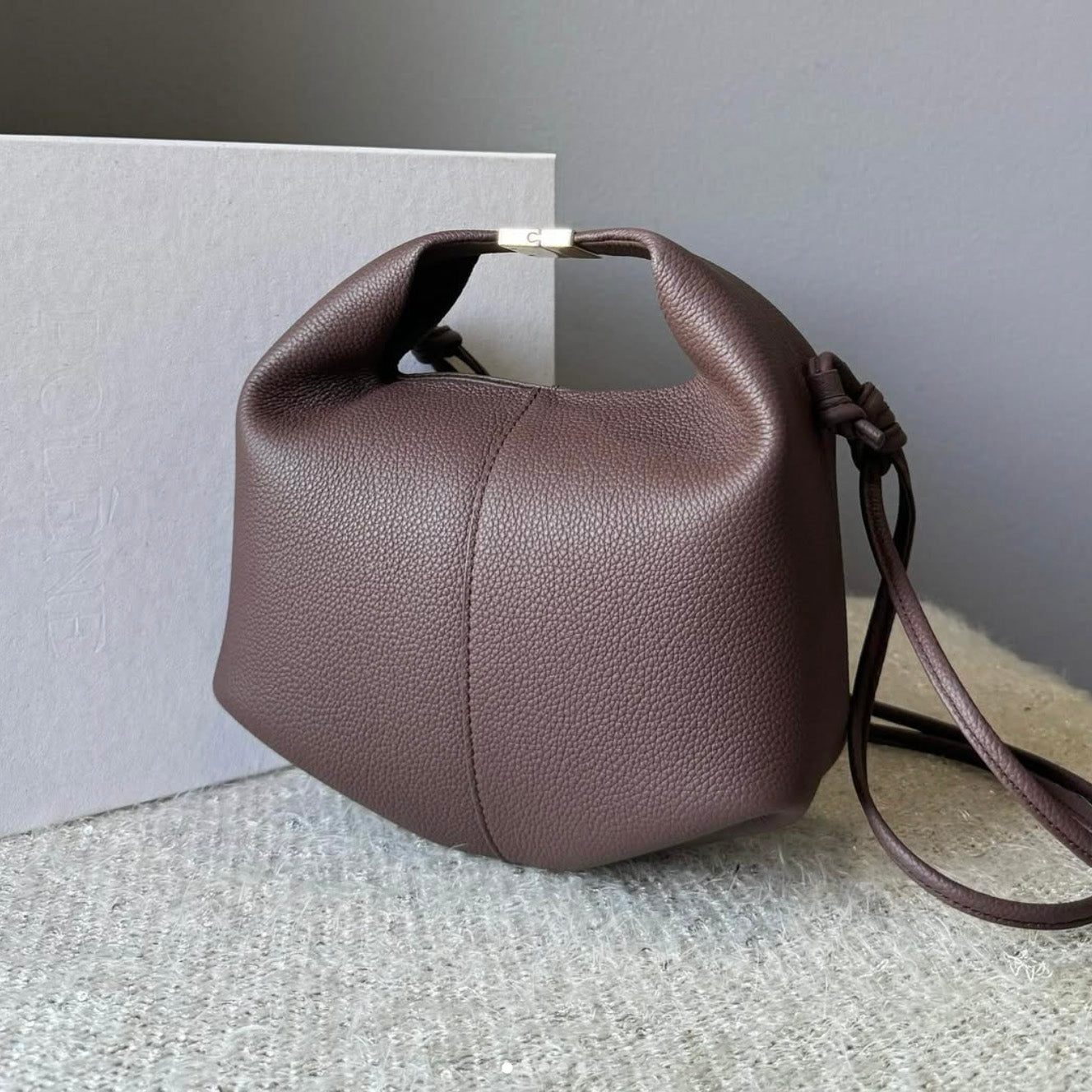 Polene "Beri" Bag in Santal Grained Leather