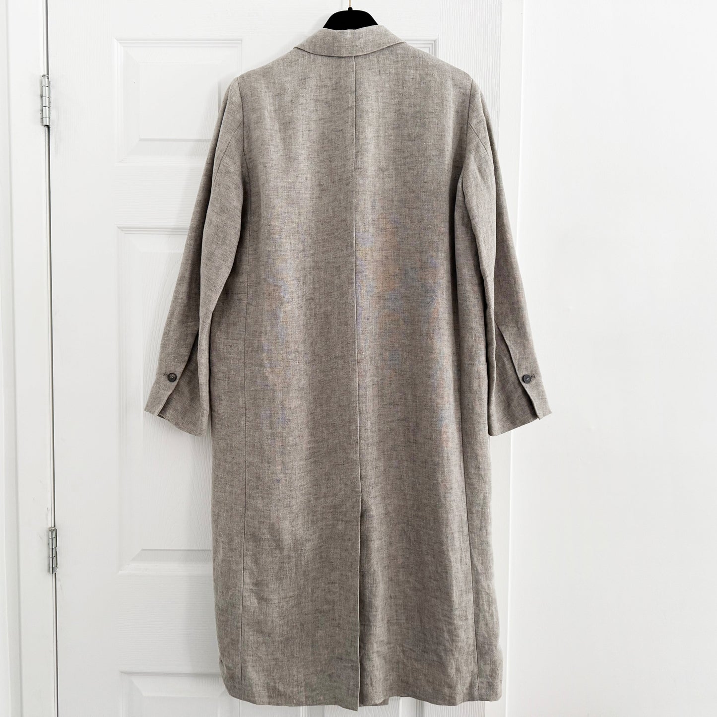 Pomandere Linen Duster Jacket in Grey, size 38
