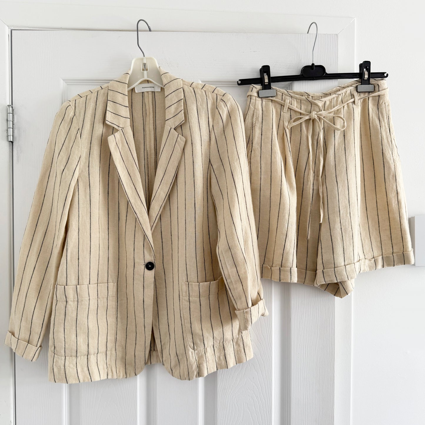 Pomandere Pinstripe Linen Blazer, Size 38IT (fits like 2/4)