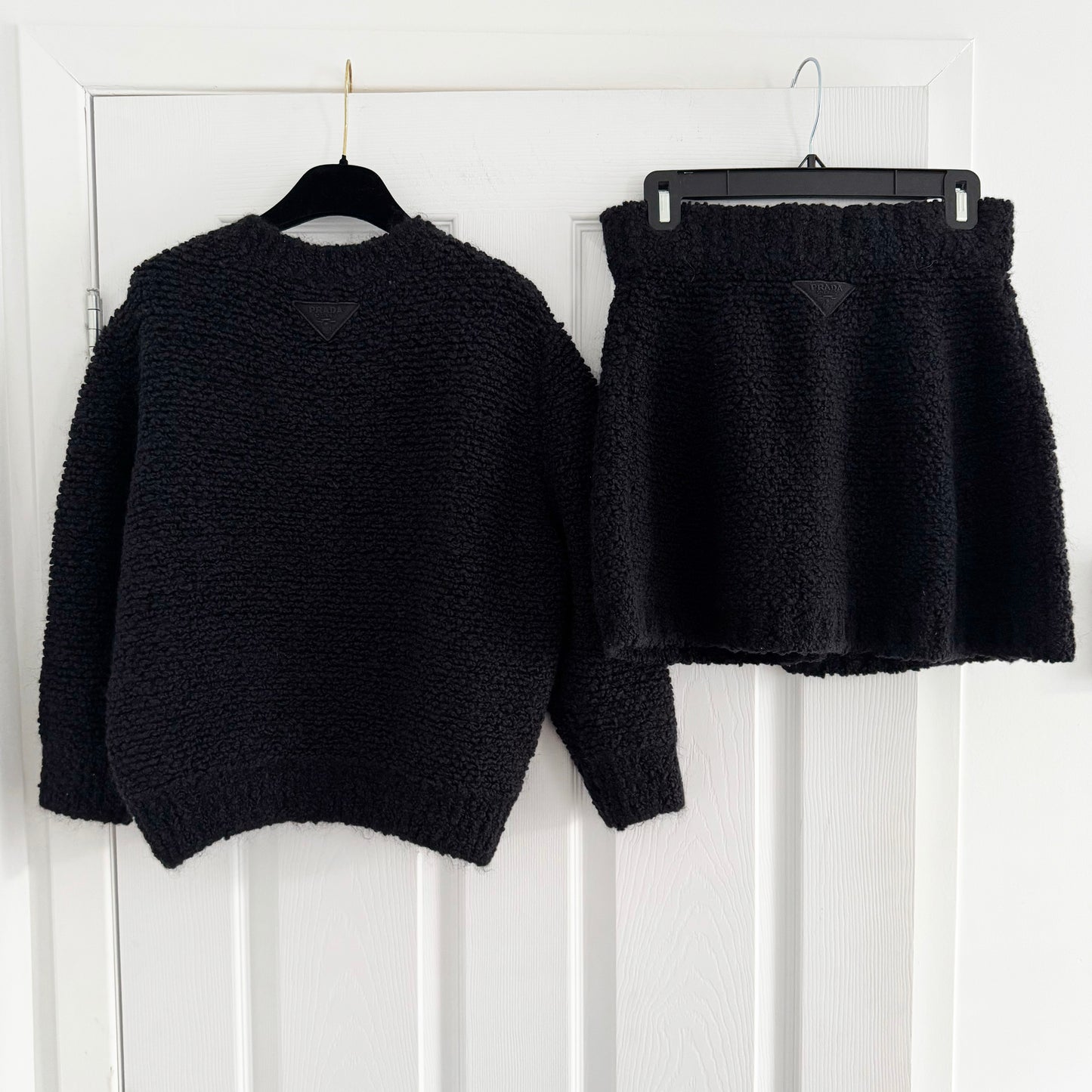 Prada Boucle Knit Mini Skirt in Black, size 42IT (fits a size small)