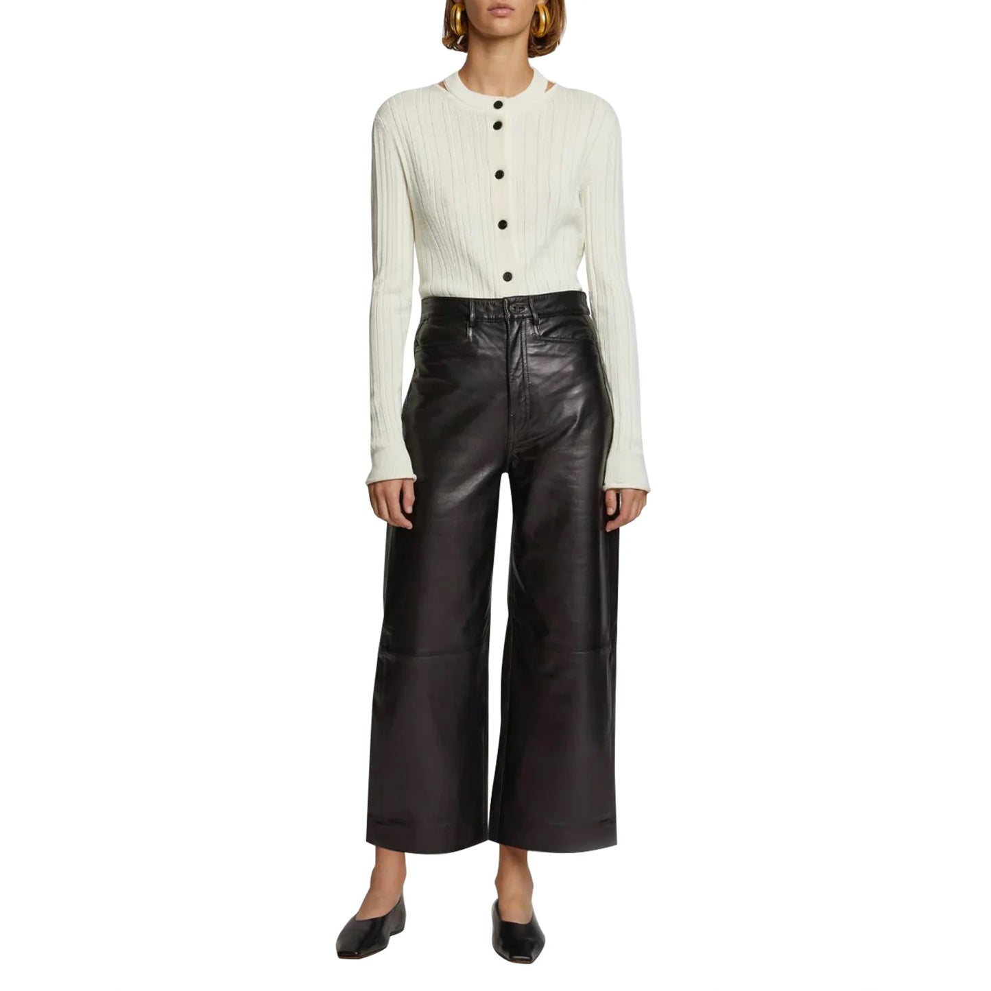 Proenza Schouler White Label Leather Culottes in Black, size 2