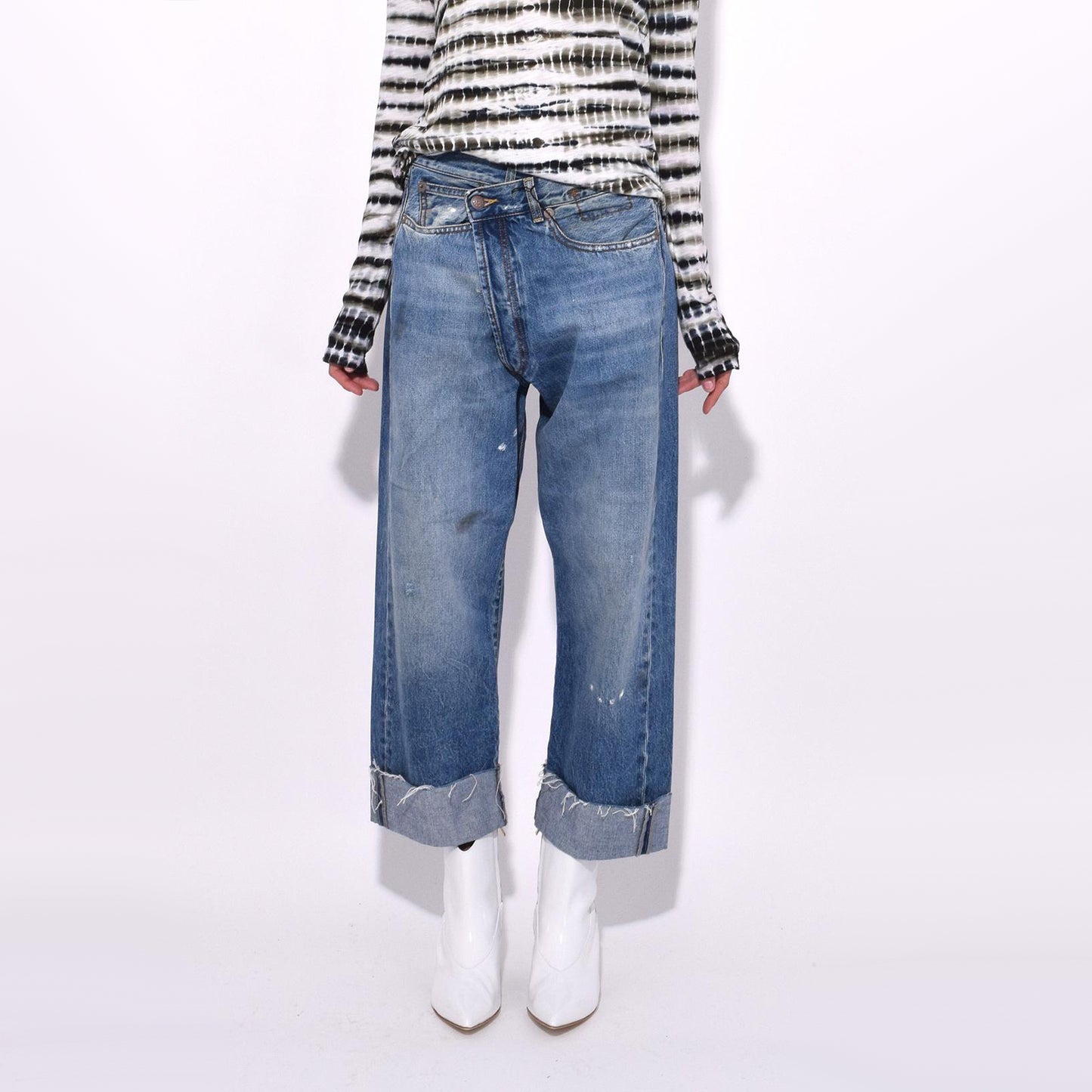 R13 Crossover Jean in Jasper w Smudge, size 26 (fits size 27)