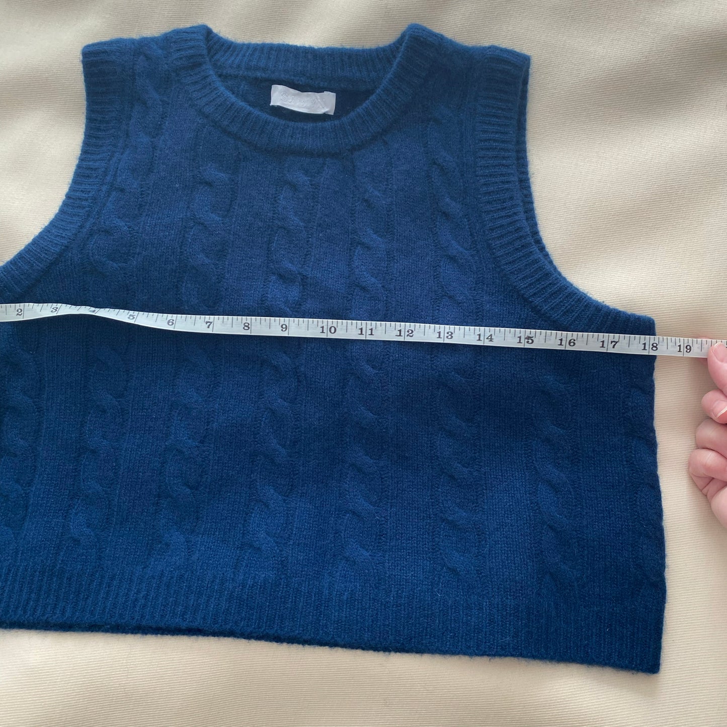 Sablyn "Daryl" Cable Knit Vest in Blue, size Large (fits M/L)