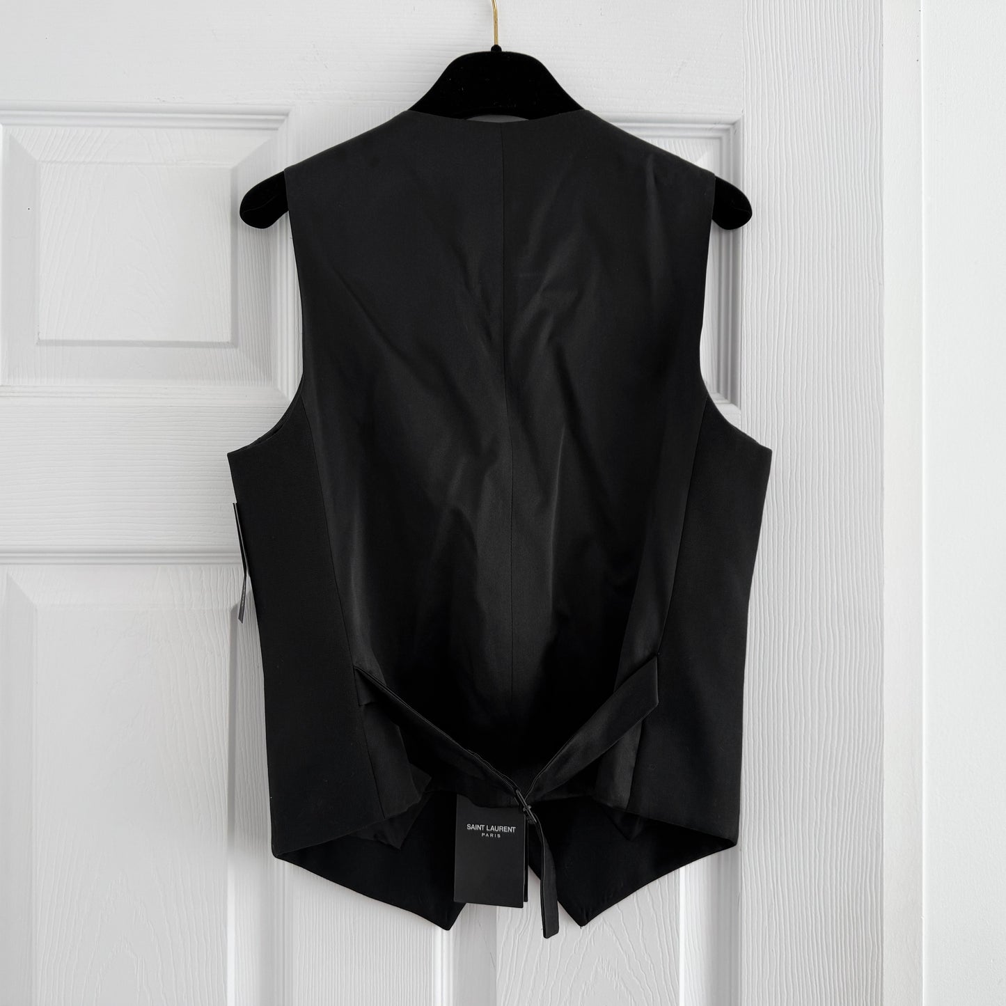 Saint Laurent Grain de Poudre Tailored Vest in Black, size 36 (fits 2/4)