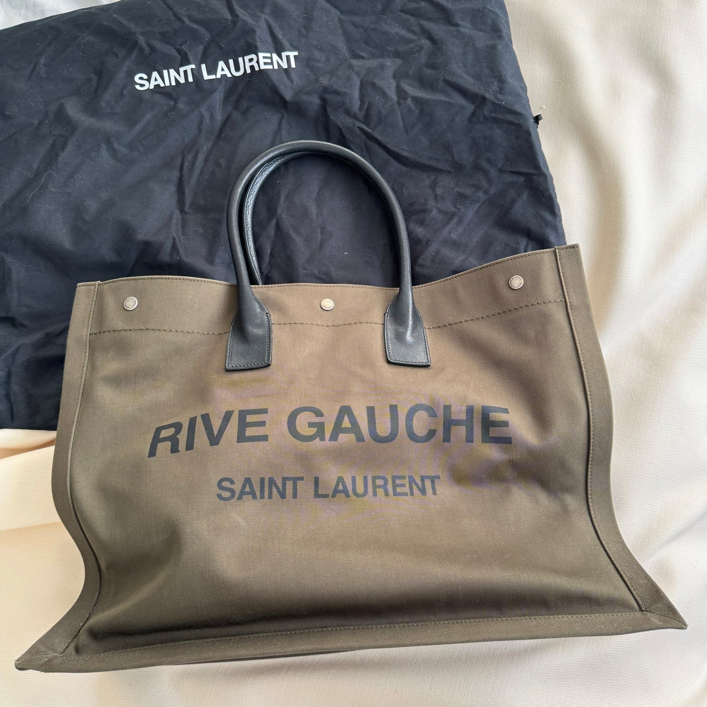 Saint Laurent Rive Gauche Tote Bag in Khaki