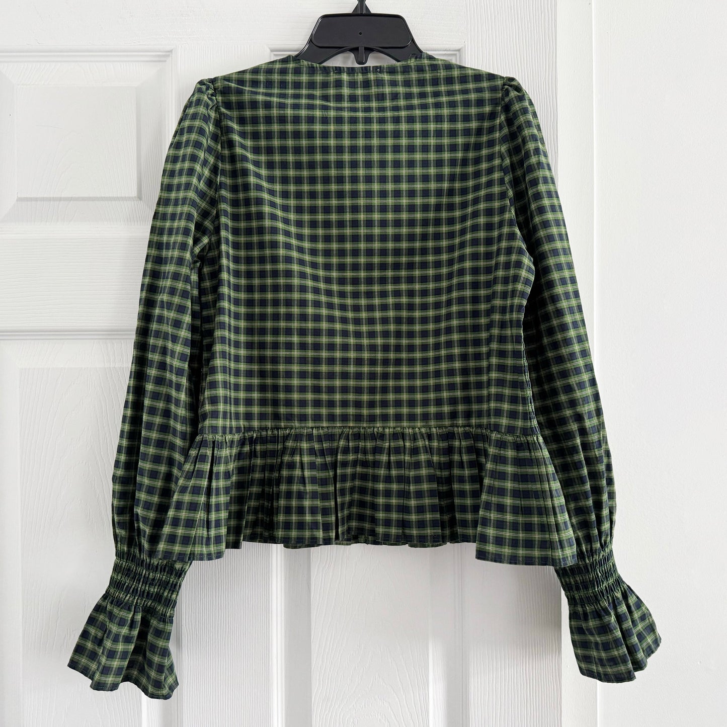 Sezane "Deidra" Shirt in Blue and Green Check, size 36