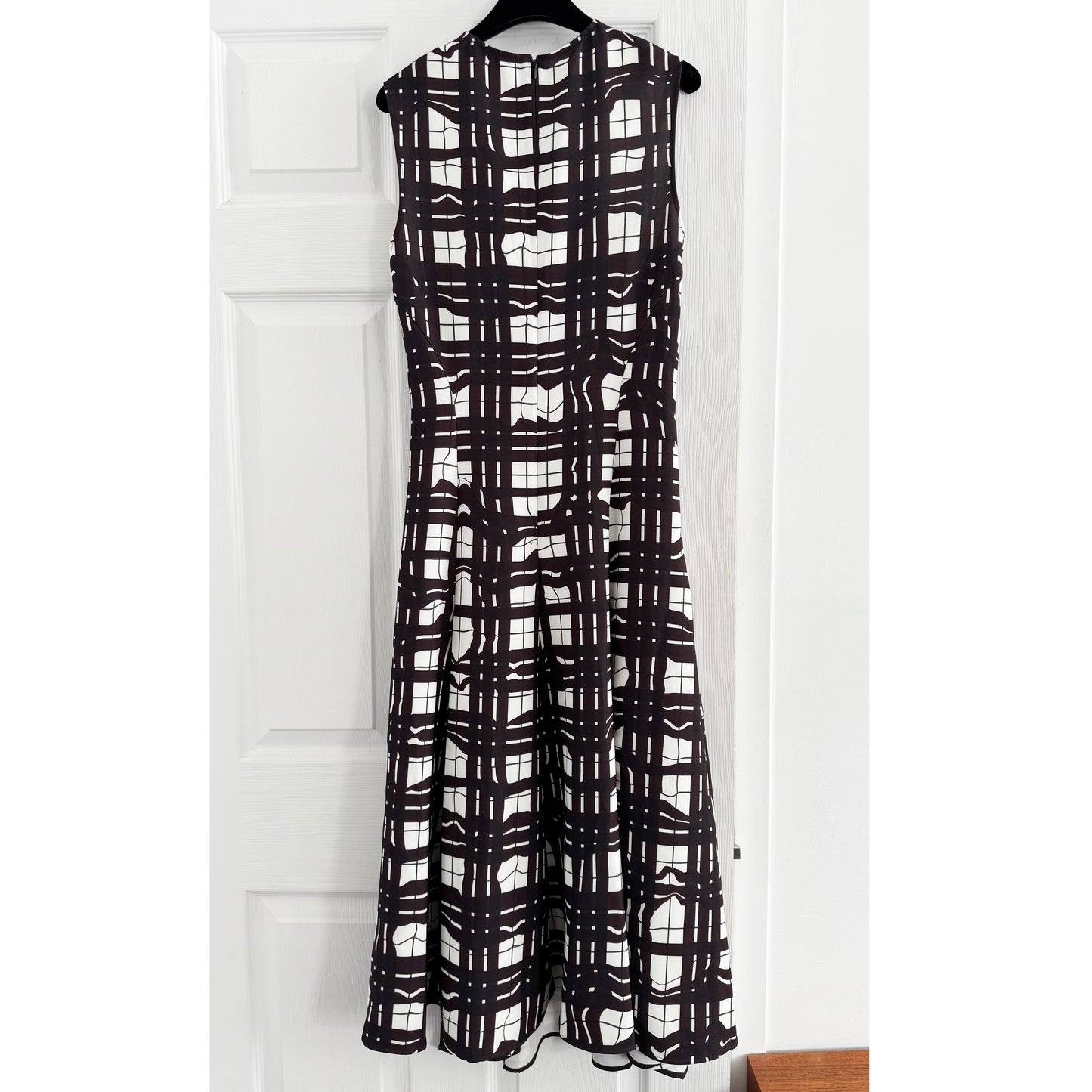 Stine Goya Gathered Midi Dress in Burgundy Checkered Wave, size Small