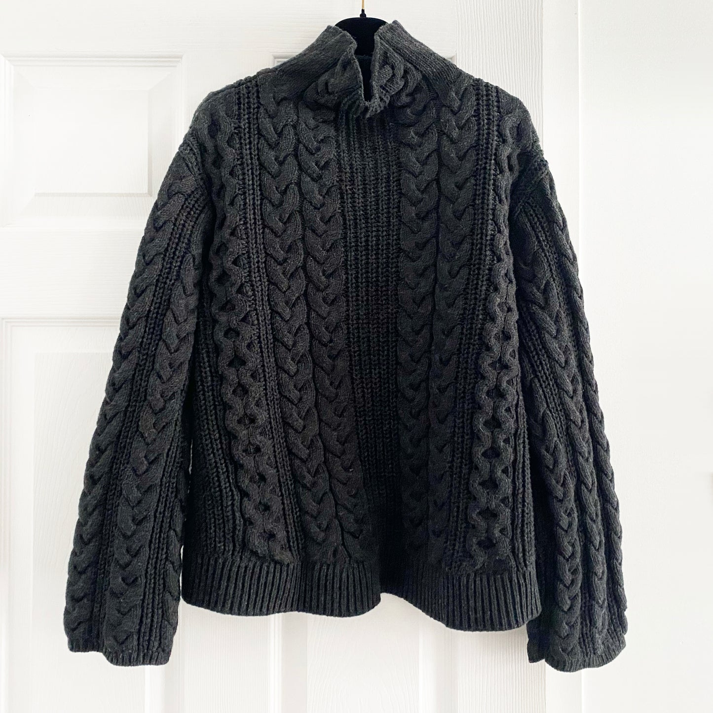 Stylein "April" Cable Knit Turtleneck in Charcoal Grey, size Small