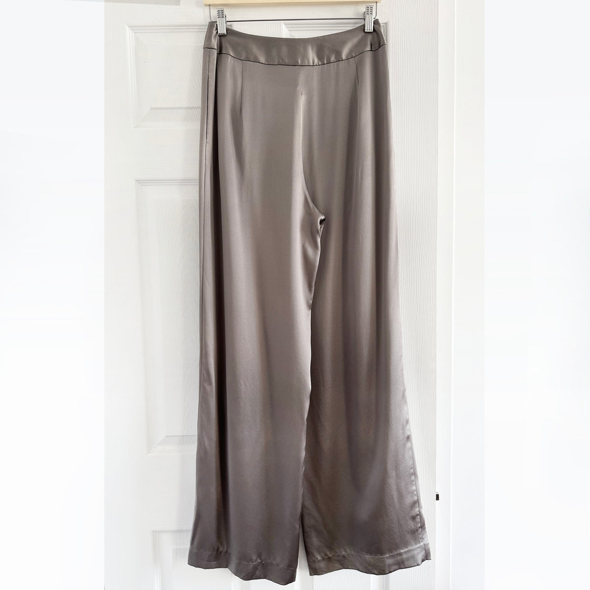 The Sei Silk Satin Pant and Top Set in Grey, size 4