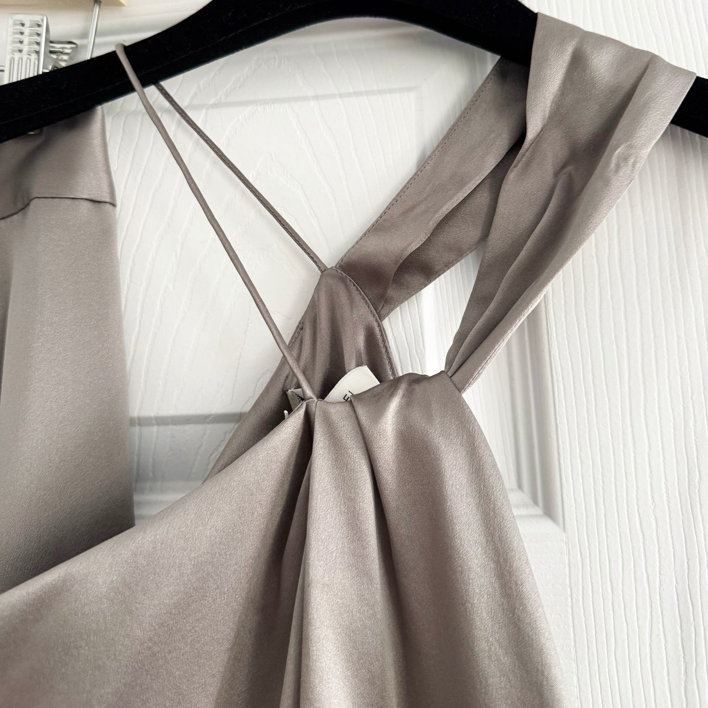 The Sei Silk Satin Pant and Top Set in Grey, size 4
