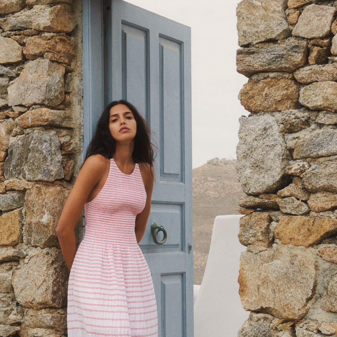 Three Graces "Soleil" Dress in Graduated Stripe, size 4US/8UK