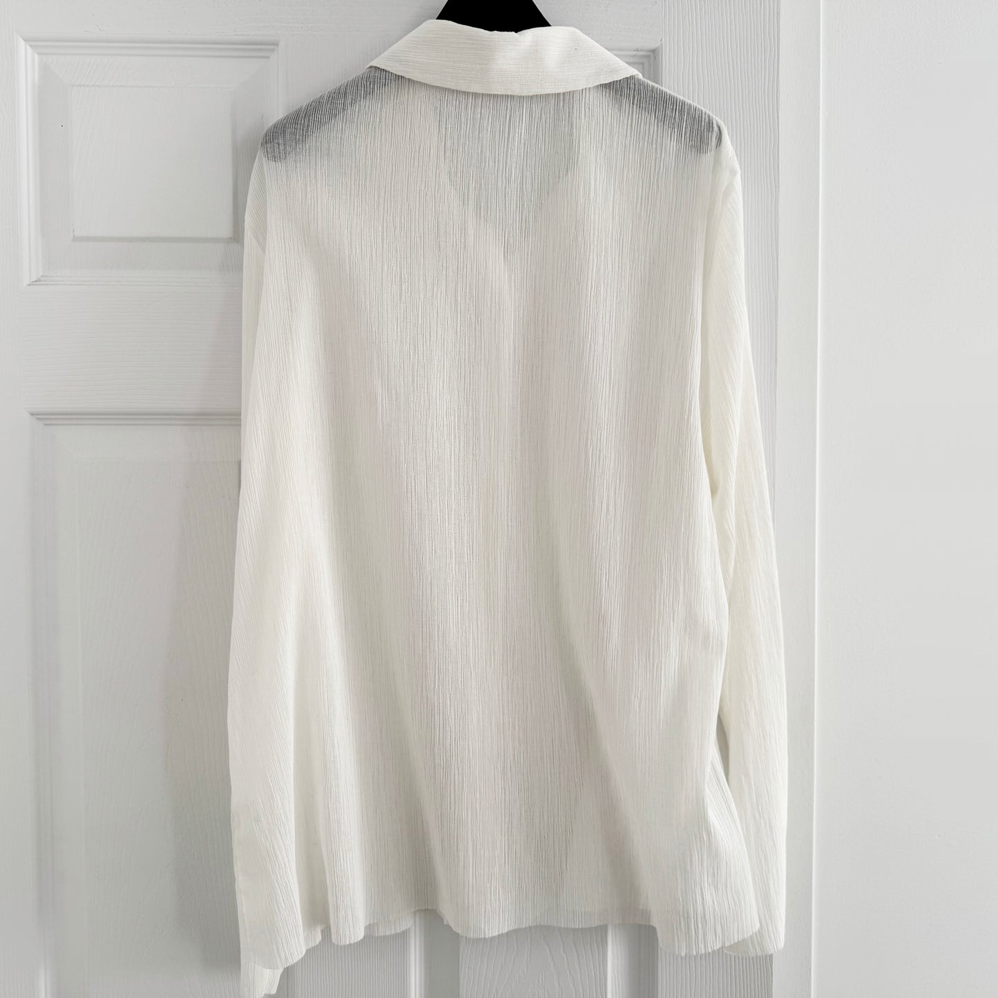 Tibi Crinkle Gauze Long Sleeve Shirt in White, size 14