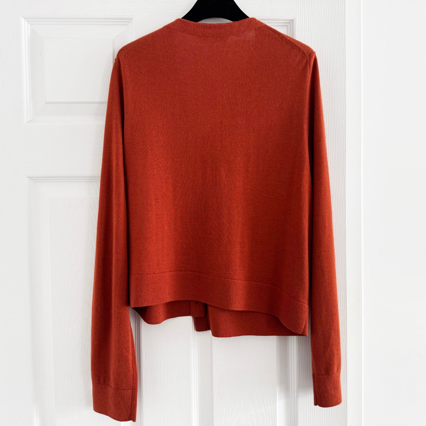 TIbi Cashmere Silk Asymmetrical Cardigan in Tamarind, size XL