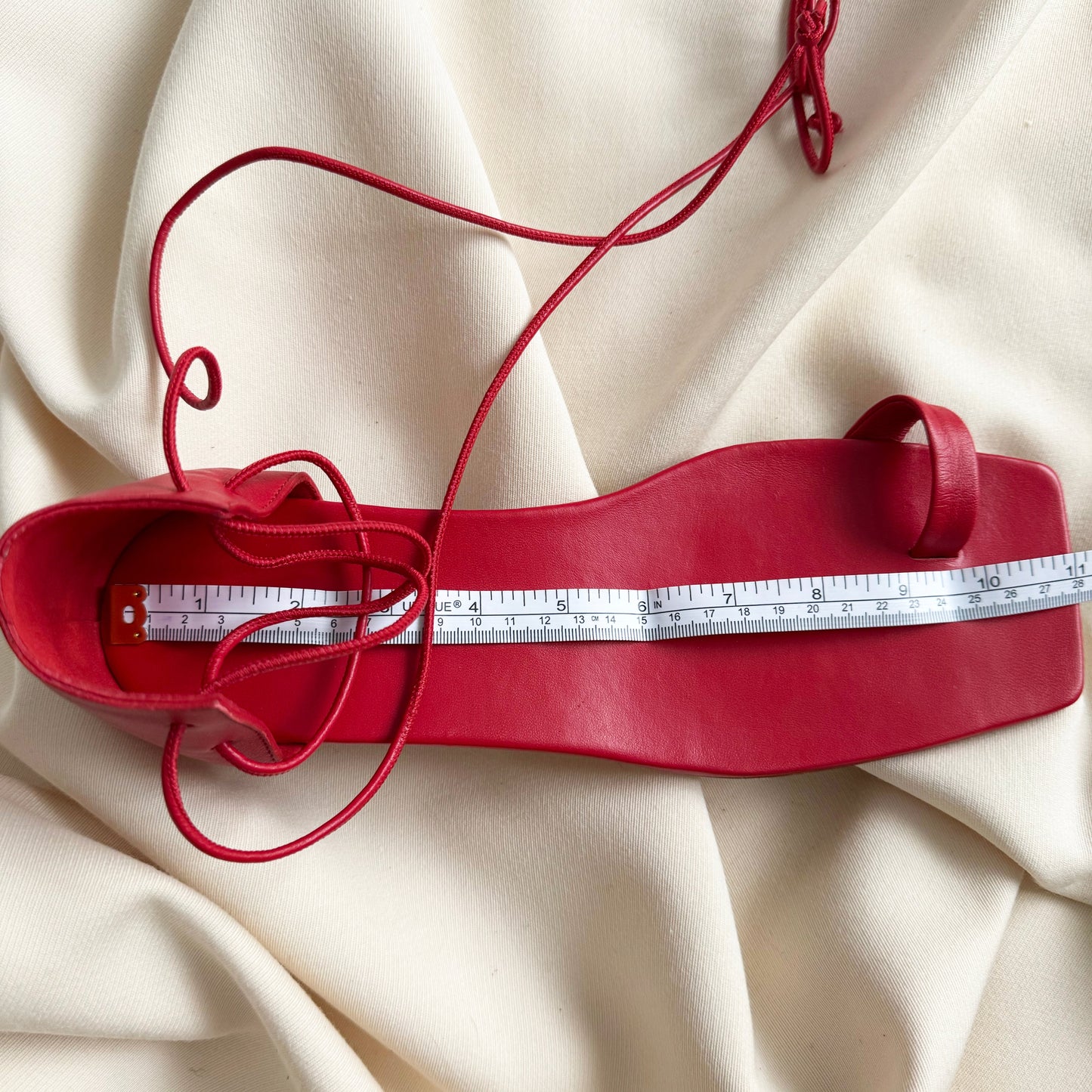 Tibi "Ali" Lace-Up Short Sandal in Red, size 42
