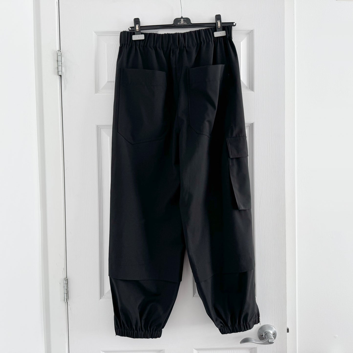 Tibi Tropical Wool "Wilt" Jogger (Longer version) in Black, size Medium