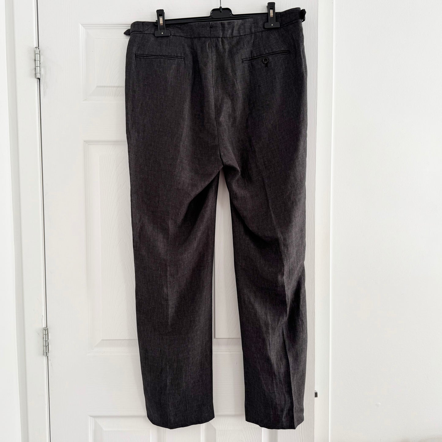 Todd Snyder Linen Side Tab Trouser in Dark Grey, size 34/32