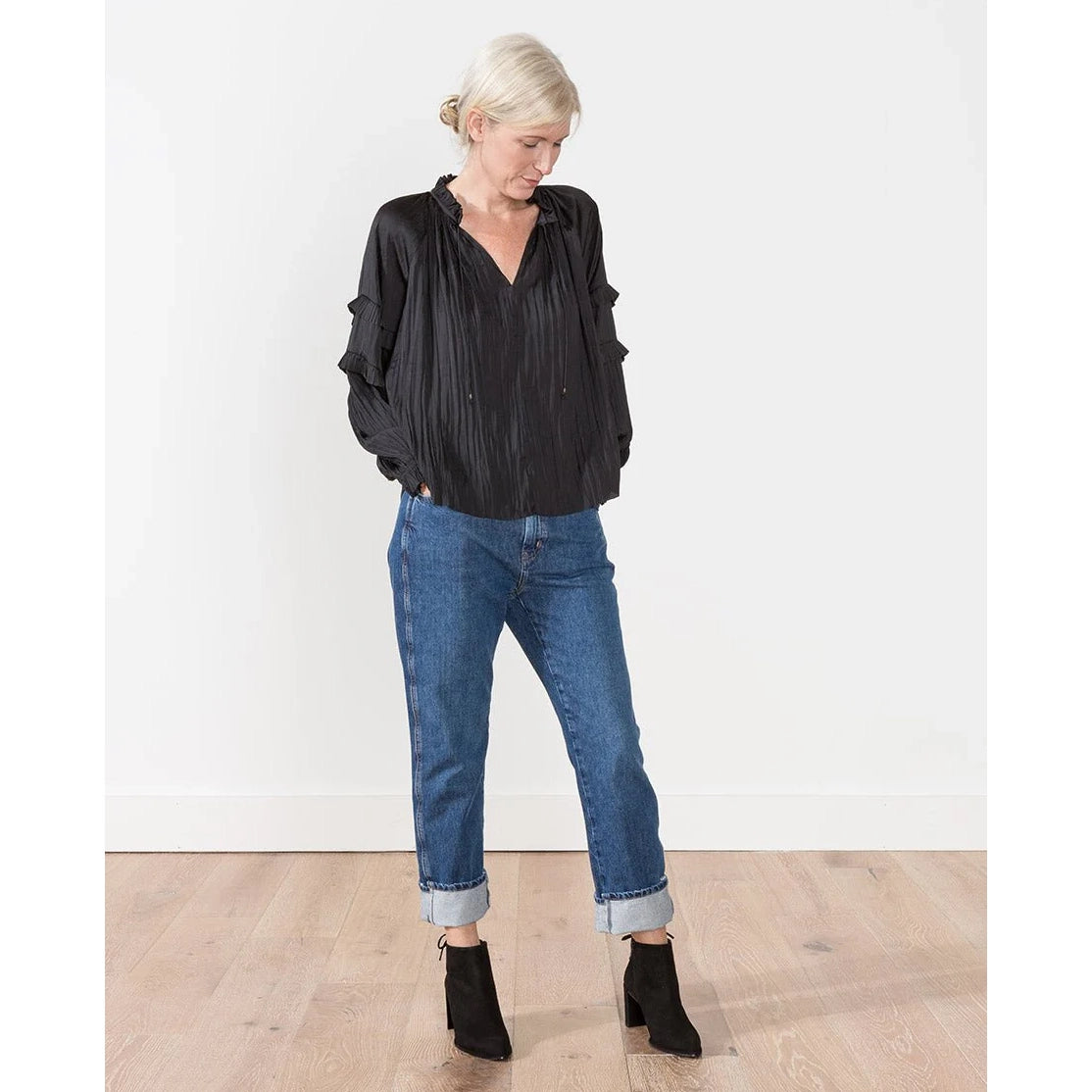 Ulla Johnson "Carolina" Blouse in Black, size 4 (fits sizes 4-8)