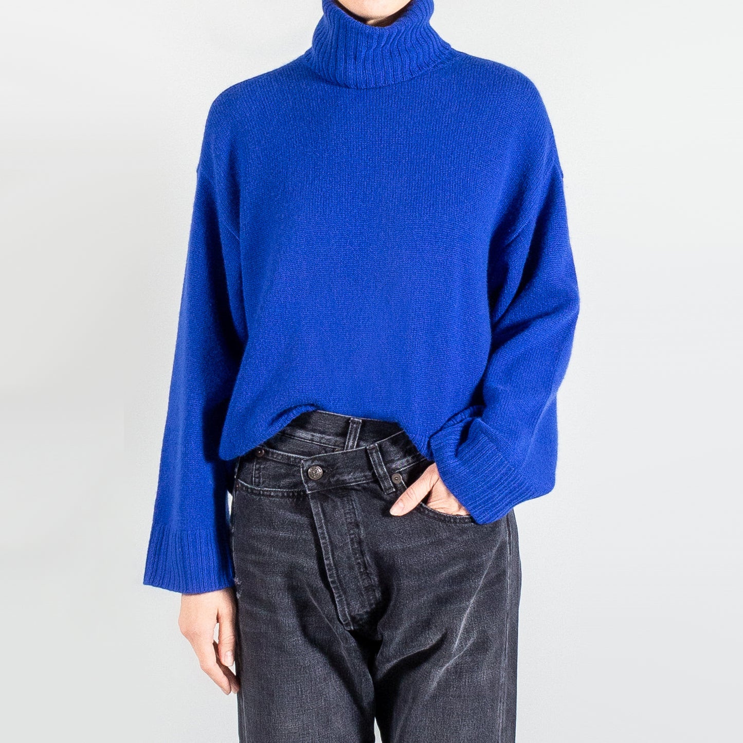 Apiece Apart "Vester" Convertible Turtleneck in Blue, size XS
