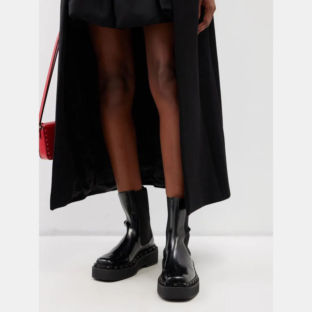Valentino M-Way Rockstud Beatle Boots in Black, size 37.5