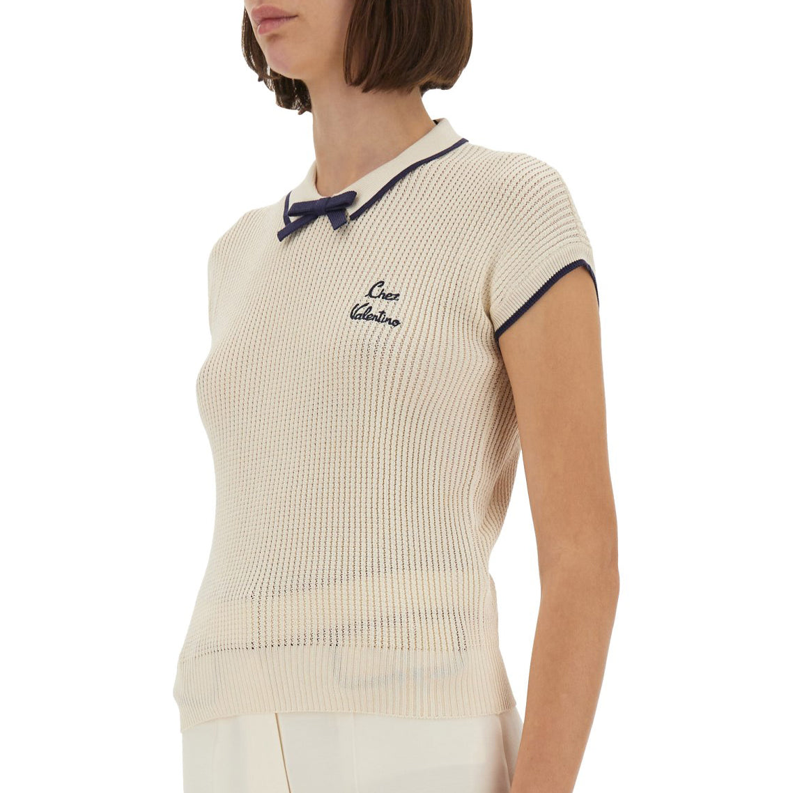 Valentino Cotton Knit Polo Shirt, fits size Small