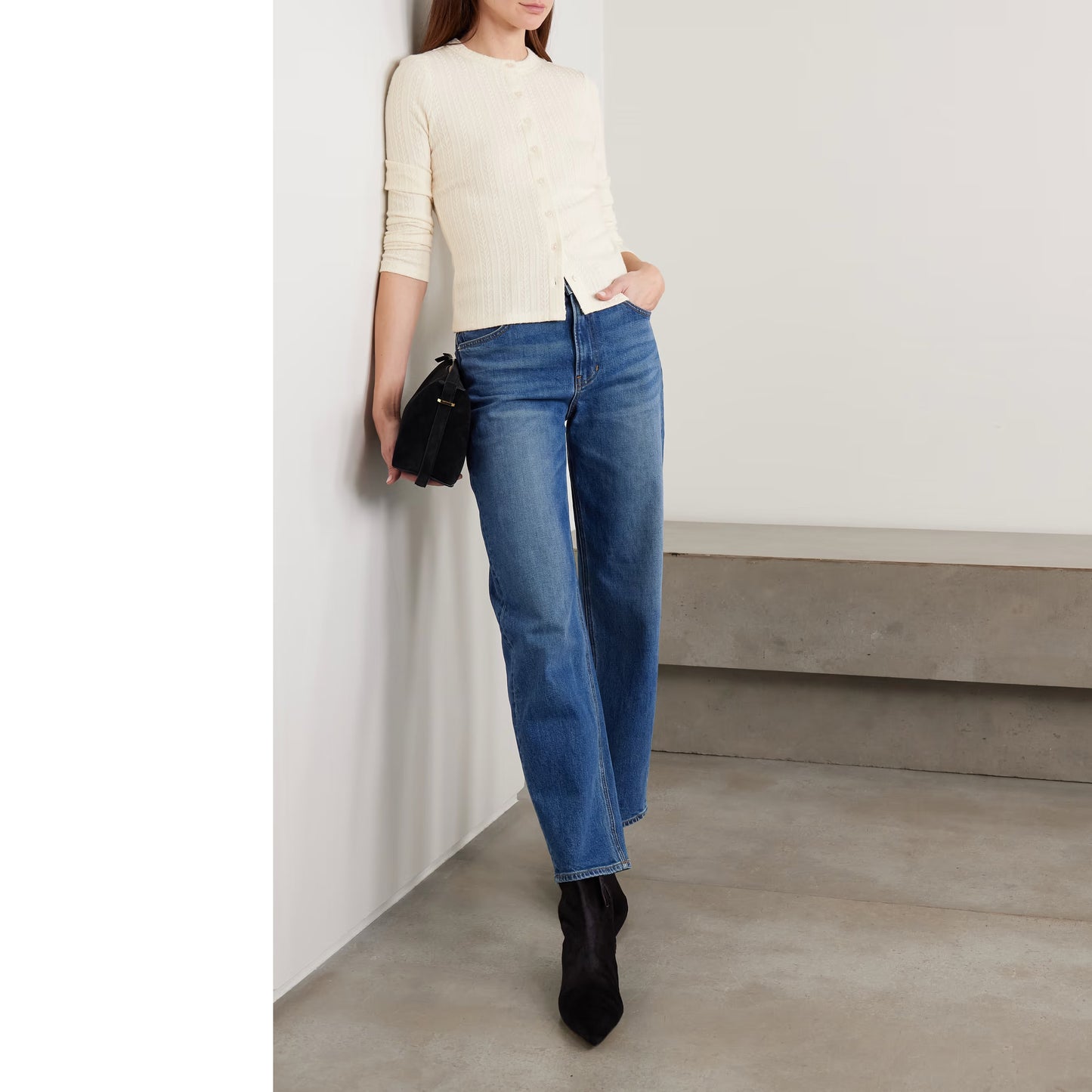 Veronica Beard "Lira" Cable Knit Cardigan in Ivory, size Medium