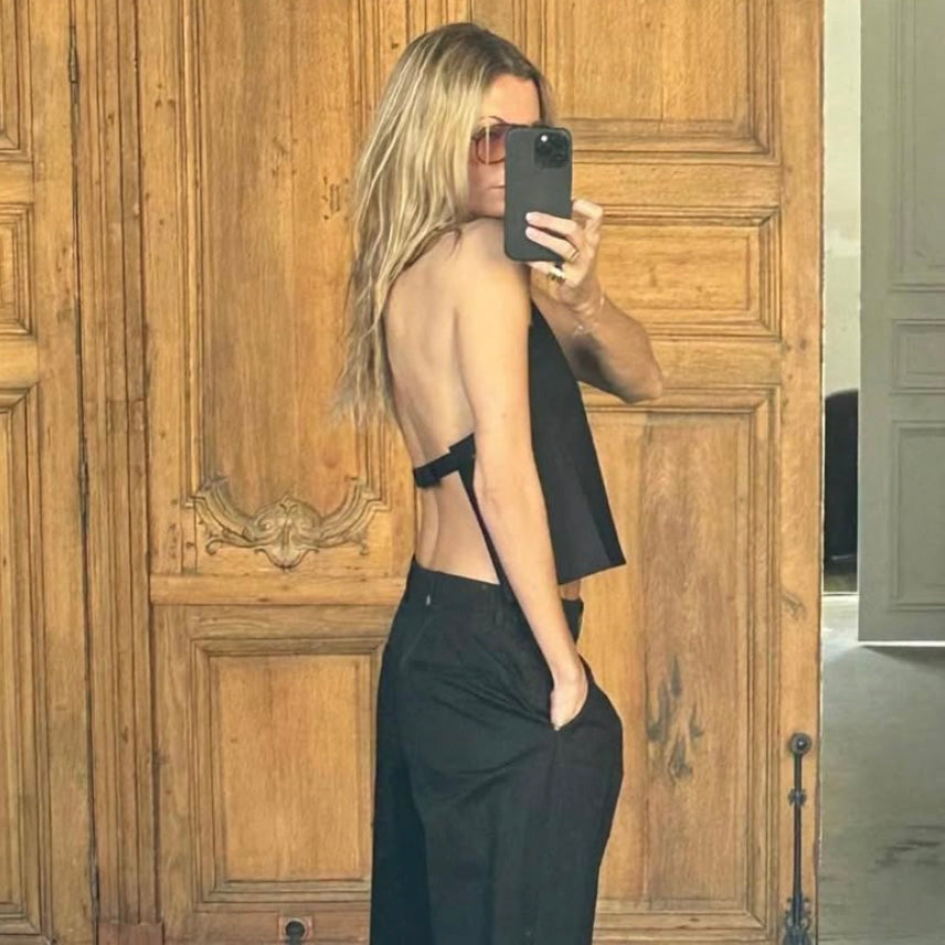 Wardrobe NYC Drill Backless Halter in Black, size XS