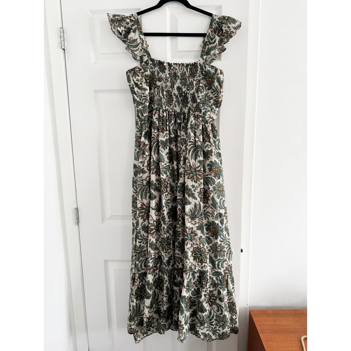 Wiggy Kit "Carmen" Linen Dress in "Green Jungle Print", size Large