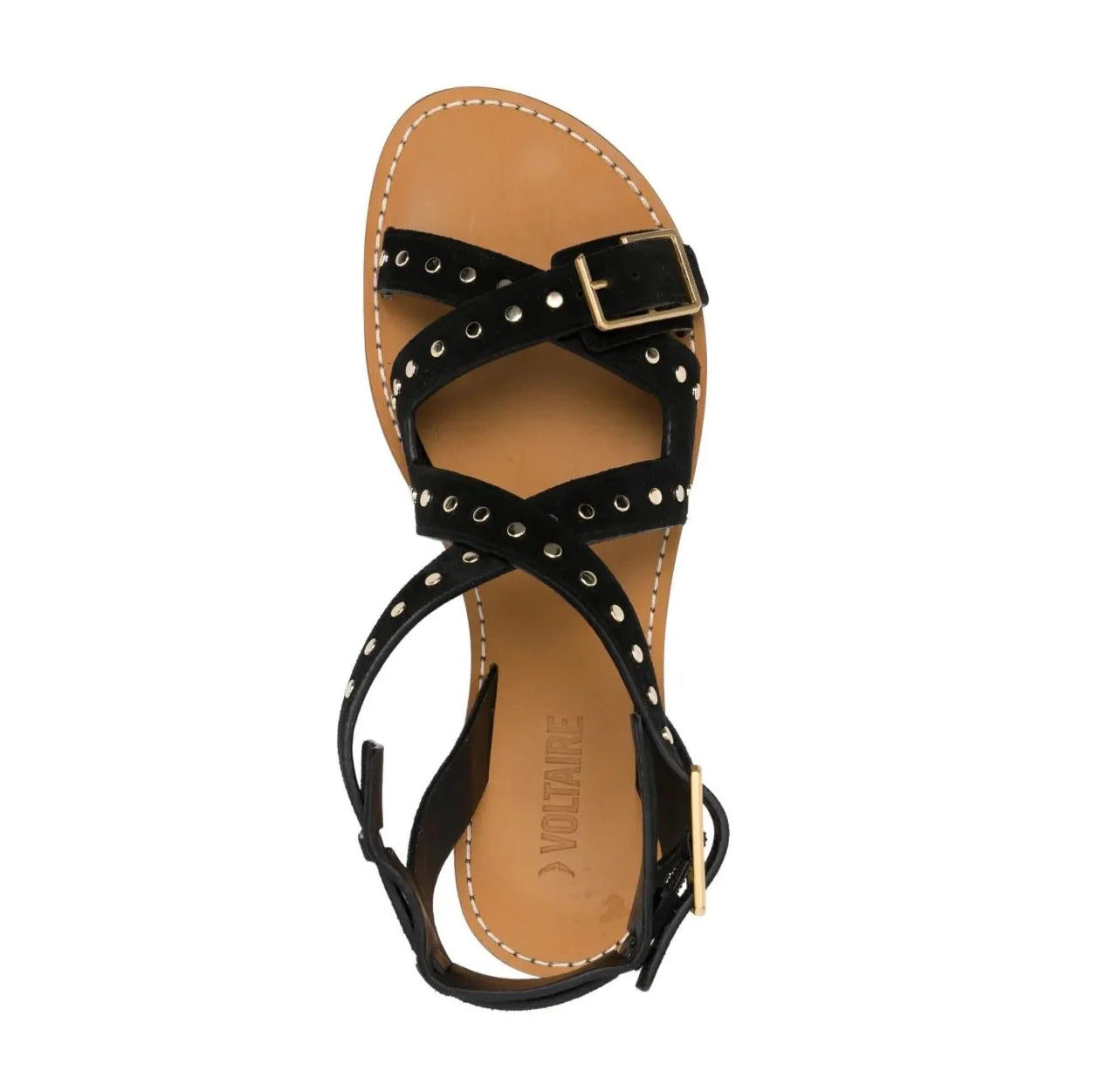 Zadig & Voltaire "Cecilia" Studded Flat Sandals, size 37
