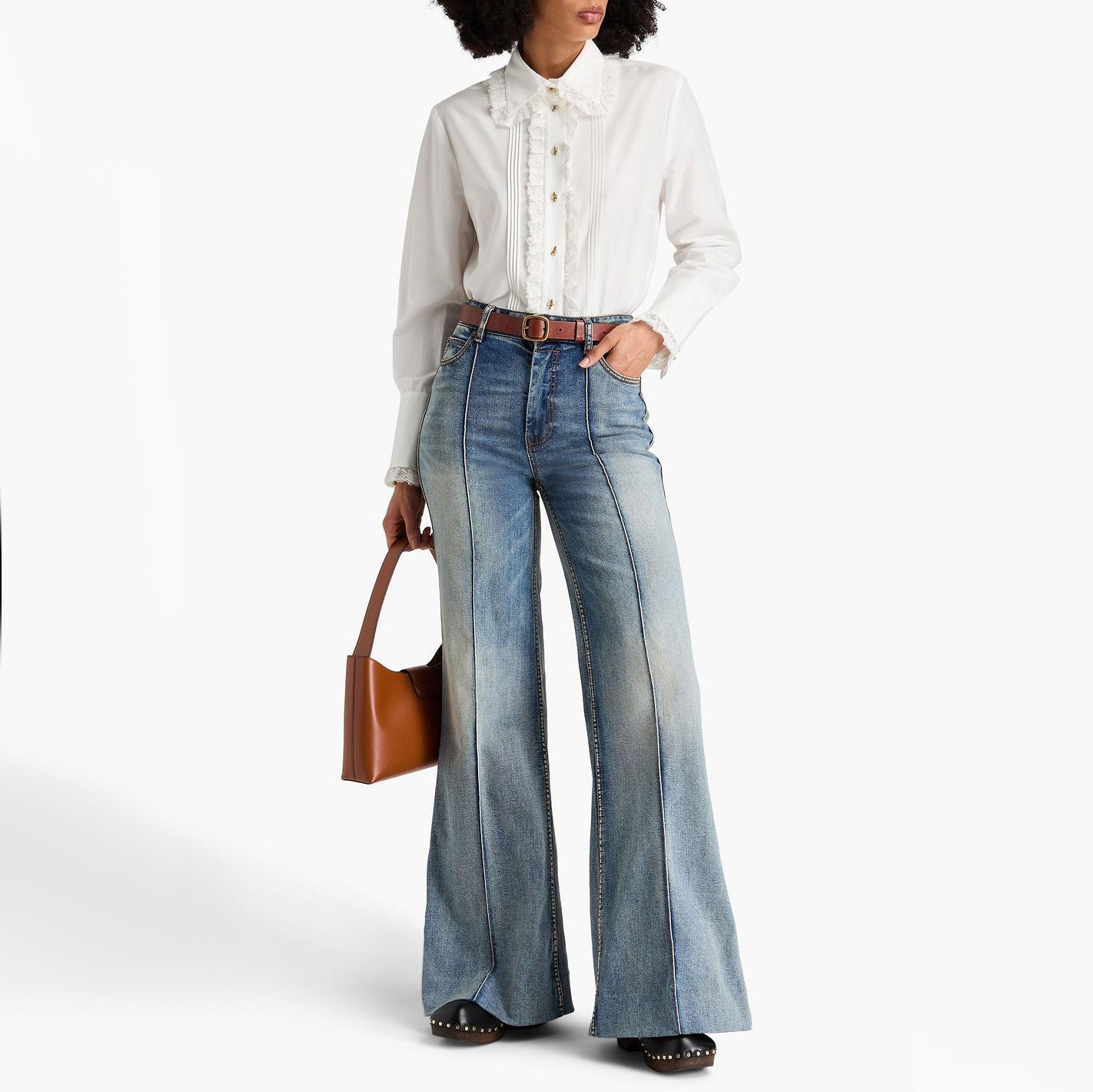 Zimmermann Wide Leg Jeans in Light Blue, size 26