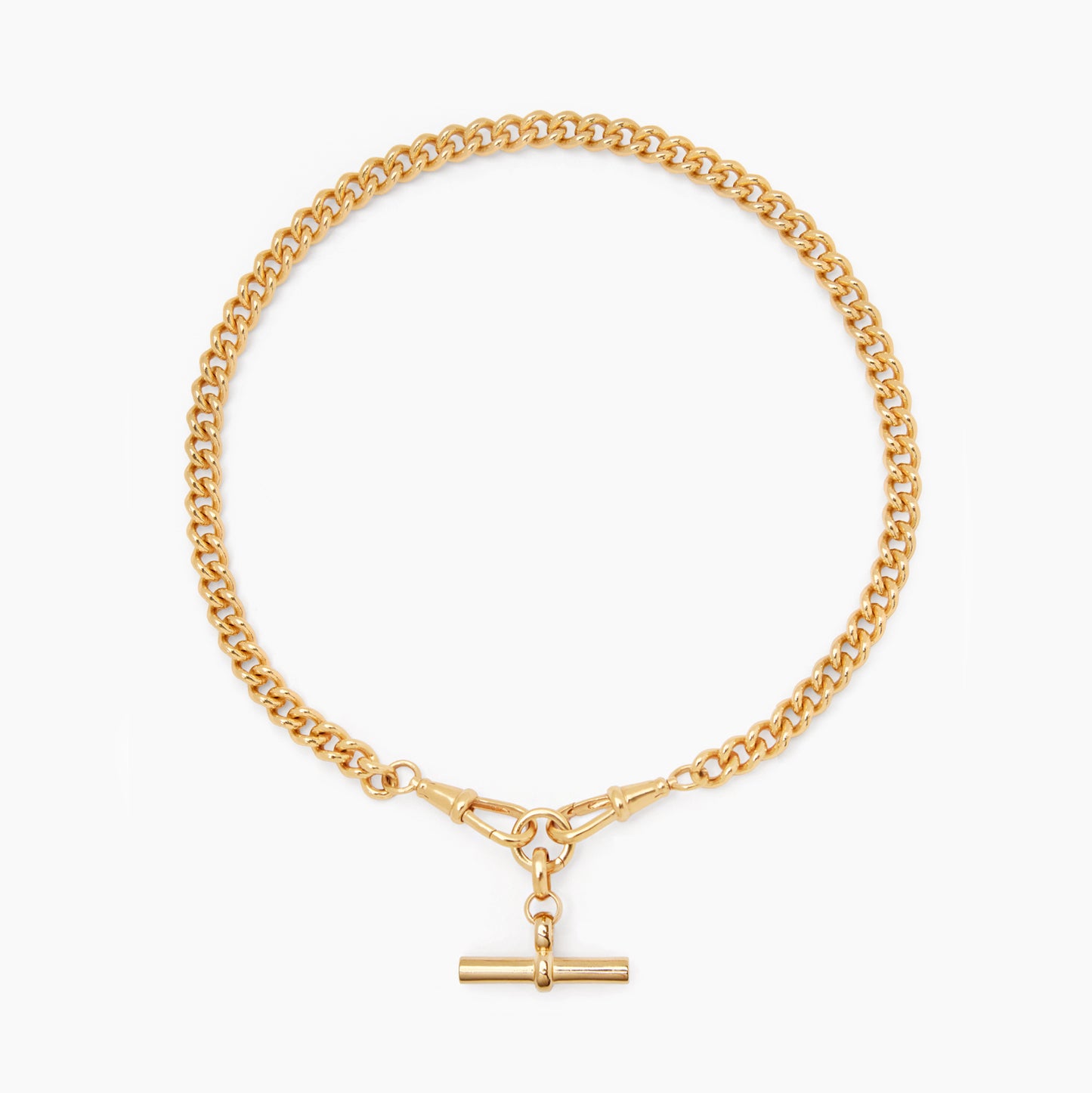 Tilly Sveaas Medium Gold T-bar on Medium Curb Clipt Necklace