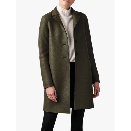 Harris Wharf Cocoon Coat in Army Green, size 40IT (fits size small)