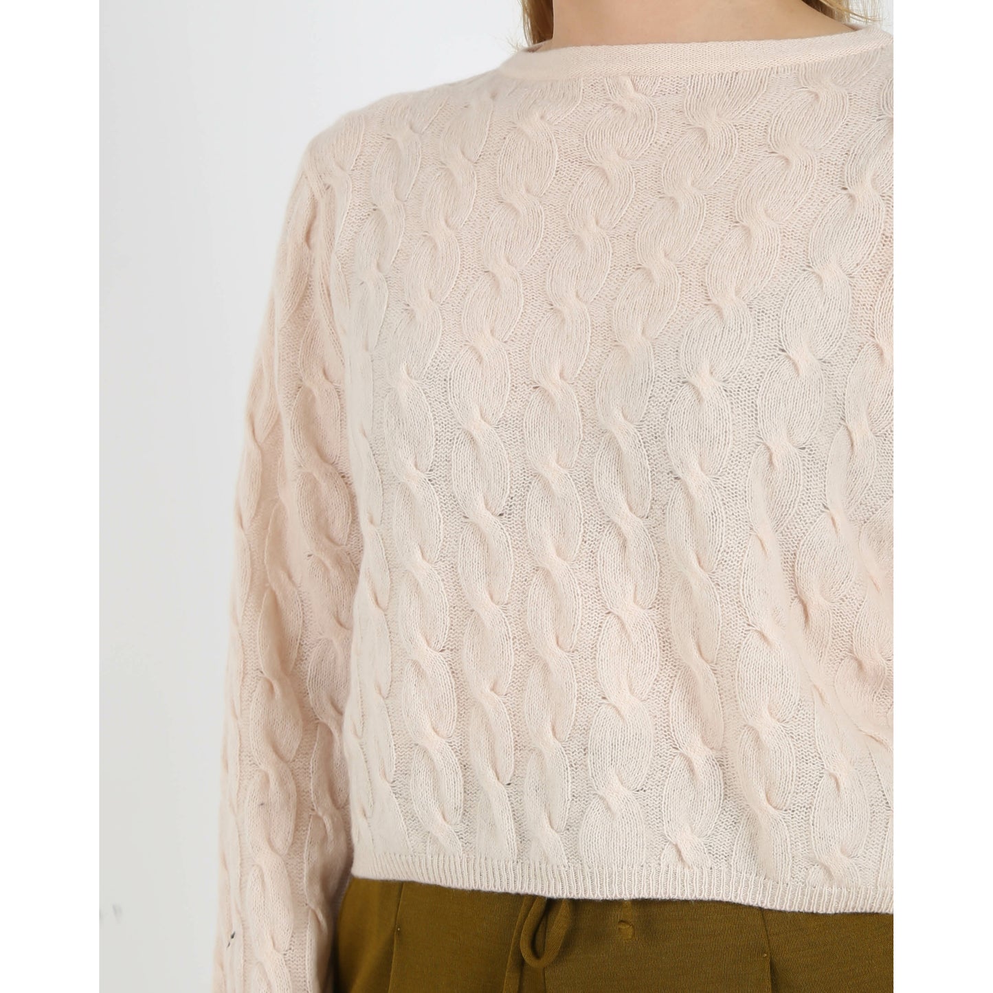 Forte.Forte Blush Pink Cable Knit Sweater, size "1" (size small)