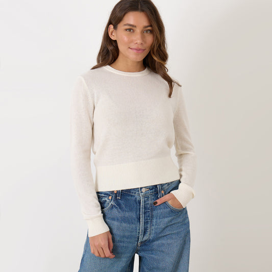 Forte Forte Wool/Cashmere Crew Neck in Ivory, size "II" (fits S/M)