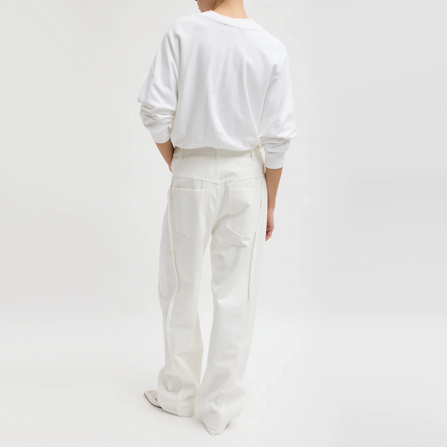 Tibi "Tuck Denim" Jeans in White, size 32